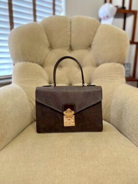 VTG Auth.BEPPE SPADACINA Italy Iconic Abstract Coated Canvas Top Handle Bag